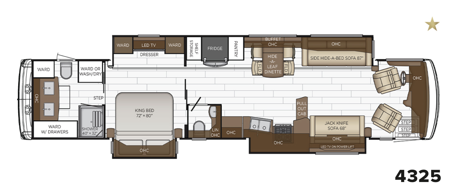 2023 Dutch Star 4325 Floor Plan