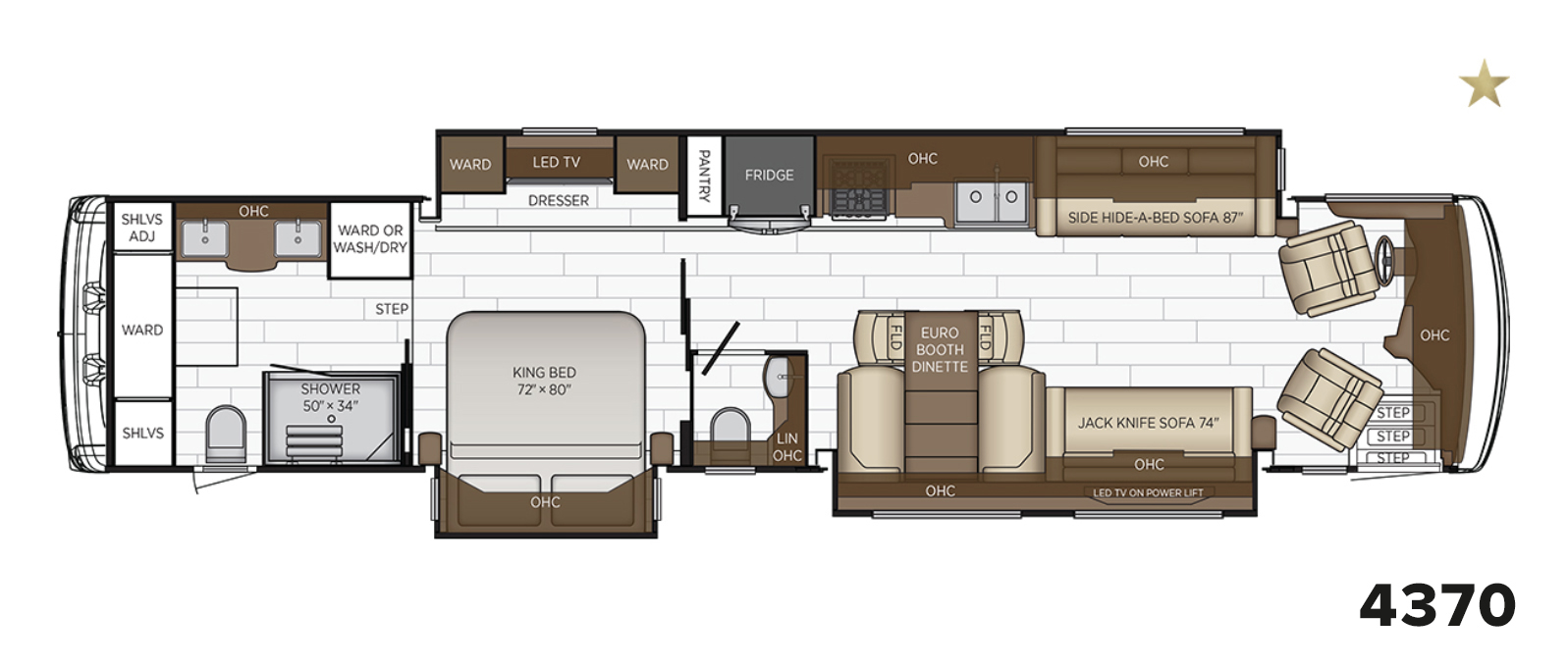 2023 Dutch Star 4370 Floor Plan